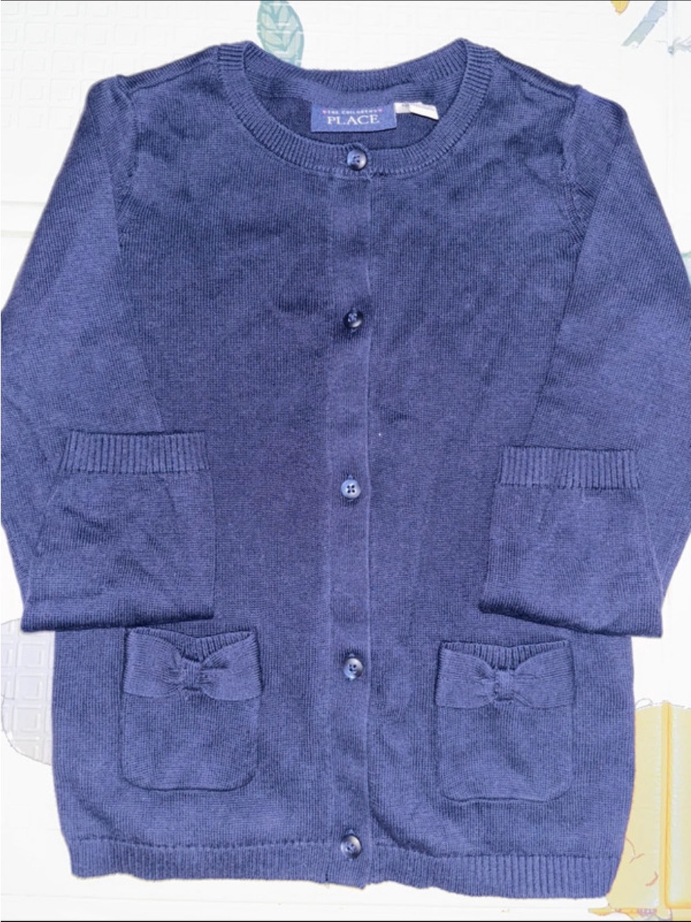 The Children's Place Navy Blue Button Cardigan with Pocket Bows